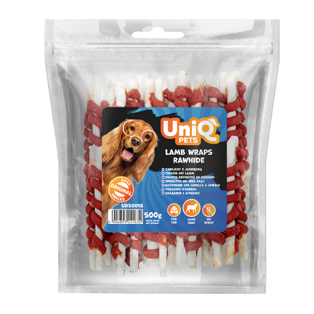 a7060fe7ec31e30cc88b1d4db126f319.png UniQ Pets przysmaki dla psa 500 g Zawijasy z jagnięciną – zdjęcie produktu 2