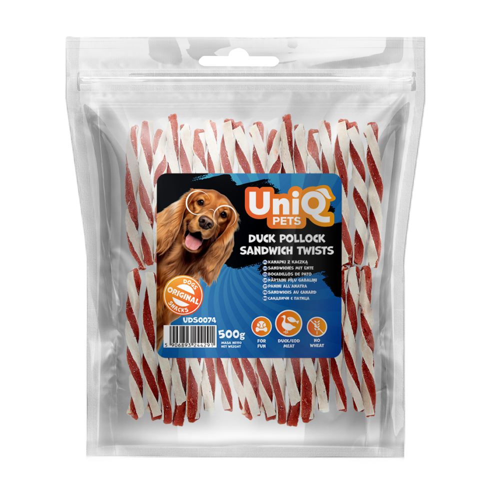 c3833bc2f42ff1aa31bf81c47e55f3ea.png UniQ Pets przysmaki dla psa 500 g kanapki z kaczką – zdjęcie produktu 2
