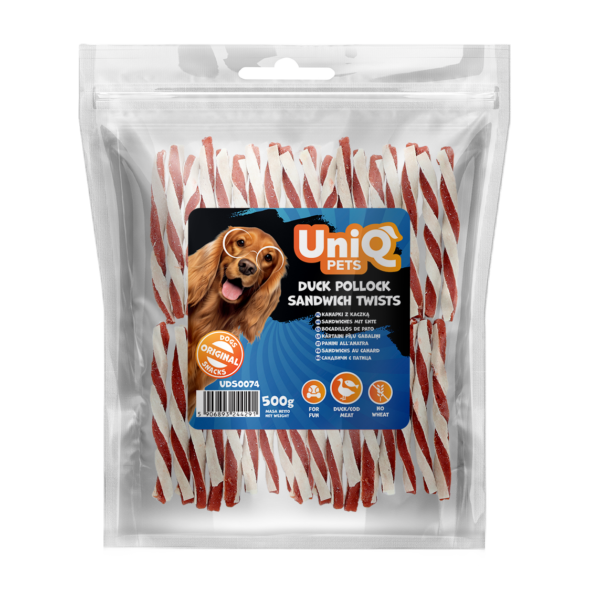 c3833bc2f42ff1aa31bf81c47e55f3ea.png UniQ Pets przysmaki dla psa 500 g kanapki z kaczką – zdjęcie produktu 2