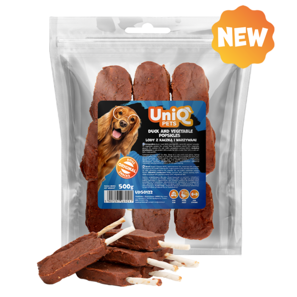c7e8f98363a80b7bec2d999953a71a41.png UniQ Pets przysmaki dla psa CHEWY 500 g lody z kaczką i warzywami
