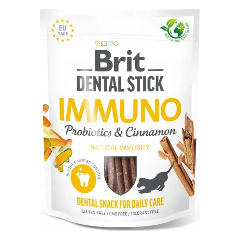 Brit Dental Stick Immuno Probiotics Przysmak 251g – zbliżenie produktu Brit Dental Stick Immuno Probiotics Przysmak 251g – zbliżenie na białym tle