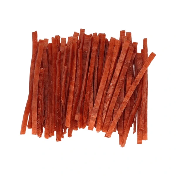 HAPPY SNACKY MIĘKKIE PASKI Z KACZKI 500G – zdjęcie produktowe HAPPY SNACKY MIĘKKIE PASKI Z KACZKI 500G – zdjęcie na białym tle