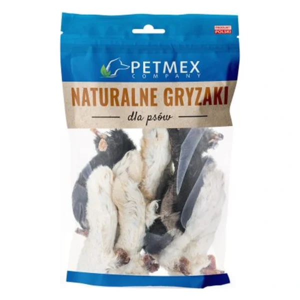 PETMEX - Łapki królicze z futrem gryzak naturalny 200g – zbliżenie produktu PETMEX - Łapki królicze z futrem gryzak naturalny 200g – zbliżenie na białym tle