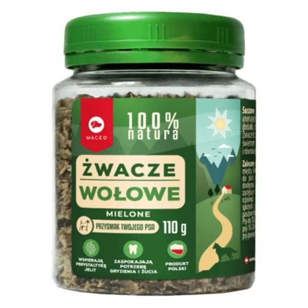 MACED 100% NATURA ŻWACZ MIELONY SŁOIK 110 G – zbliżenie na białym tle