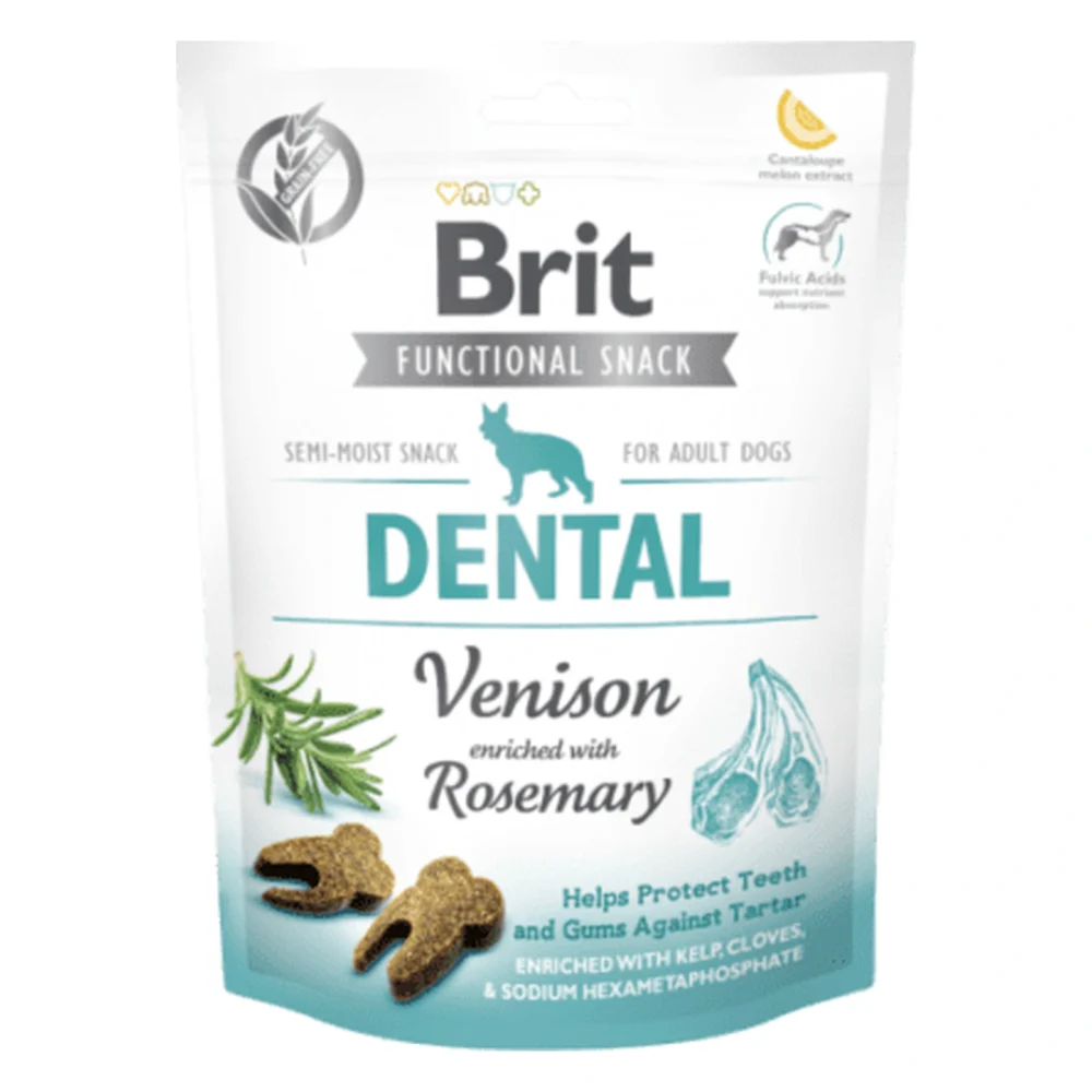 BRIT CARE FUNCTIONAL SNACK DENTAL VENISON 150g / Półmiękki przysmak – zbliżenie na białym tle