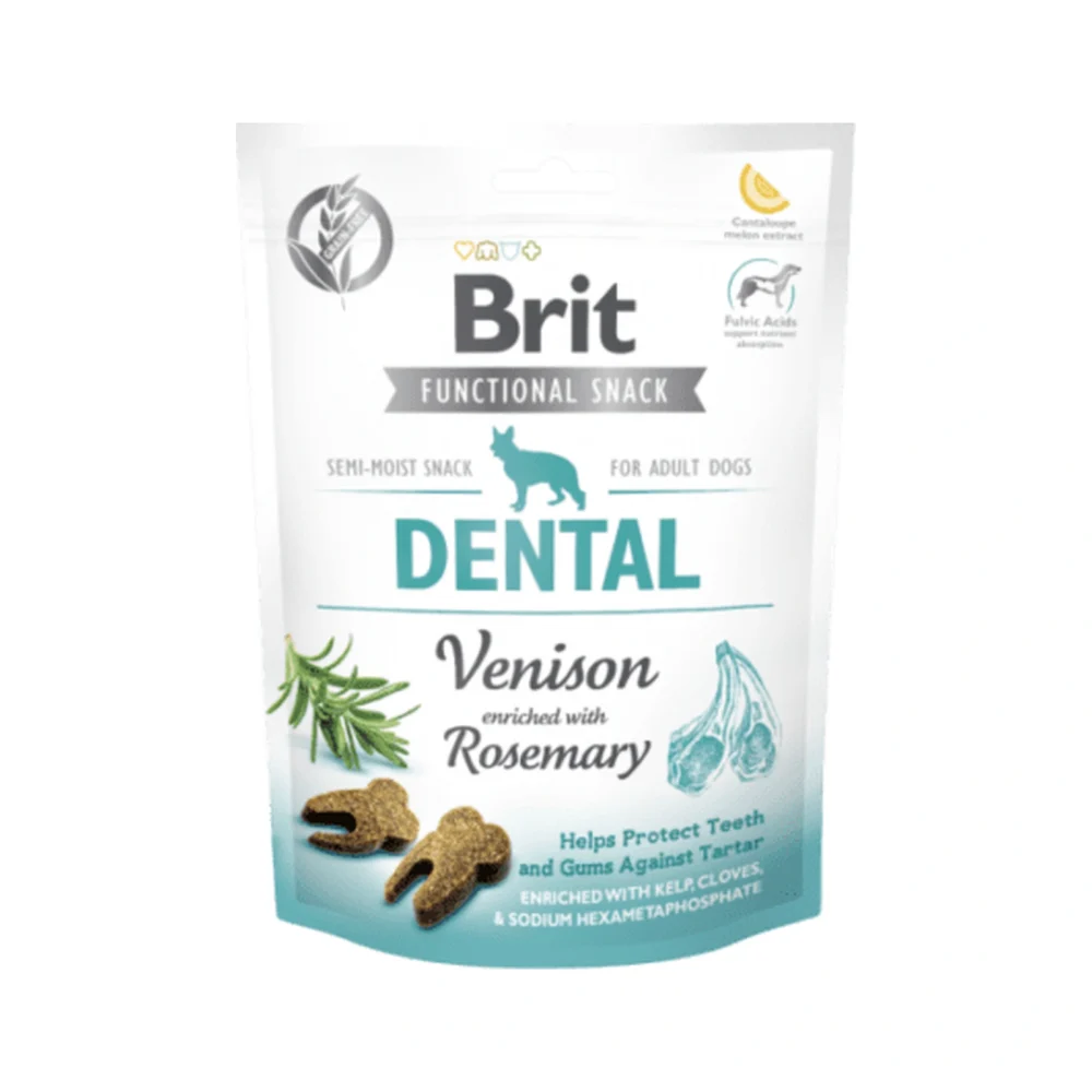 BRIT CARE FUNCTIONAL SNACK DENTAL VENISON 150g / Półmiękki przysmak – zdjęcie na białym tle