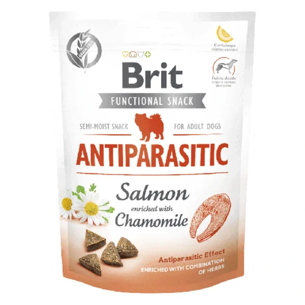 BRIT CARE FUNCTIONAL SNACK ANTIPARASITIC 150G / Półmiękki przysmak – zbliżenie produktu BRIT CARE FUNCTIONAL SNACK ANTIPARASITIC 150G / Półmiękki przysmak – zbliżenie na białym tle
