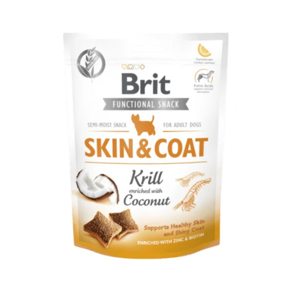 BRIT CARE FUNCTIONAL SNACK SKIN&COAT KRILL 150g / Półmiękki przysmak – zdjęcie produktowe BRIT CARE FUNCTIONAL SNACK SKIN&COAT KRILL 150g / Półmiękki przysmak – zdjęcie na białym tle