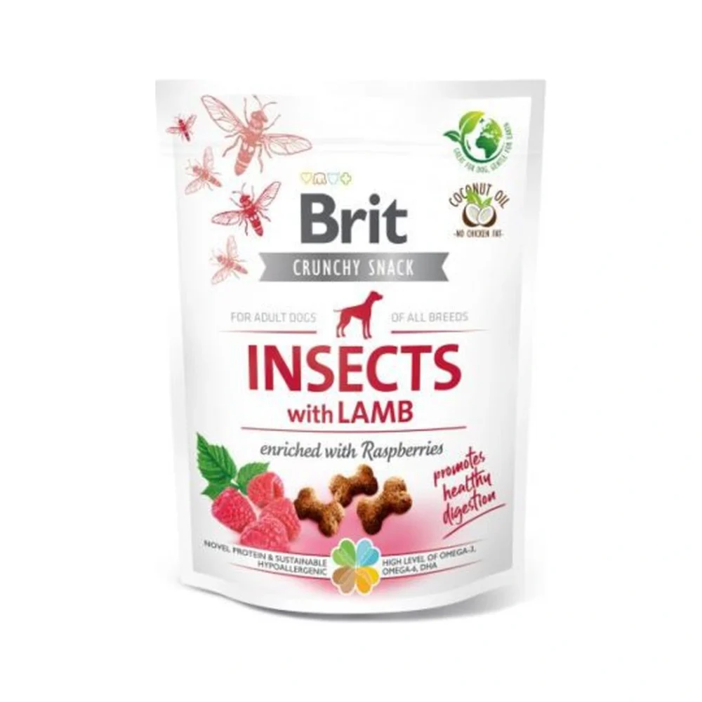 BRIT CARE DOG CRUNCHY CRACKER INSECT & LAMB 200g / Przysmak dla psa – zdjęcie na białym tle