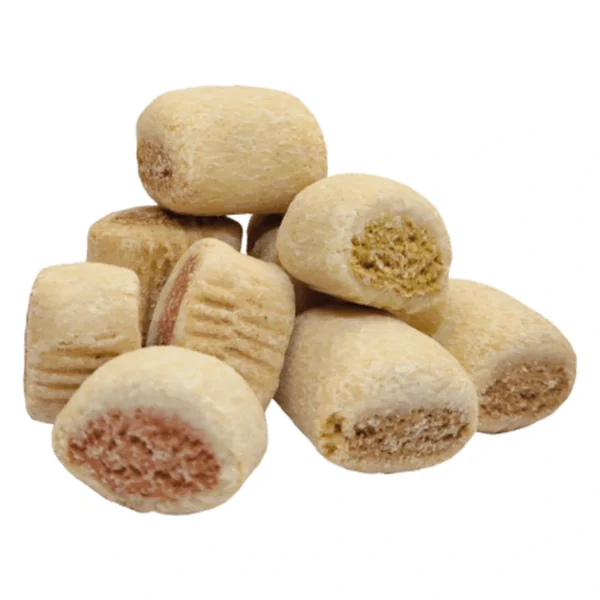 Bosch ciastka Duo mini mix 1kg / Przysmak dla psa – zbliżenie produktu Bosch ciastka Duo mini mix 1kg / Przysmak dla psa – zbliżenie na białym tle