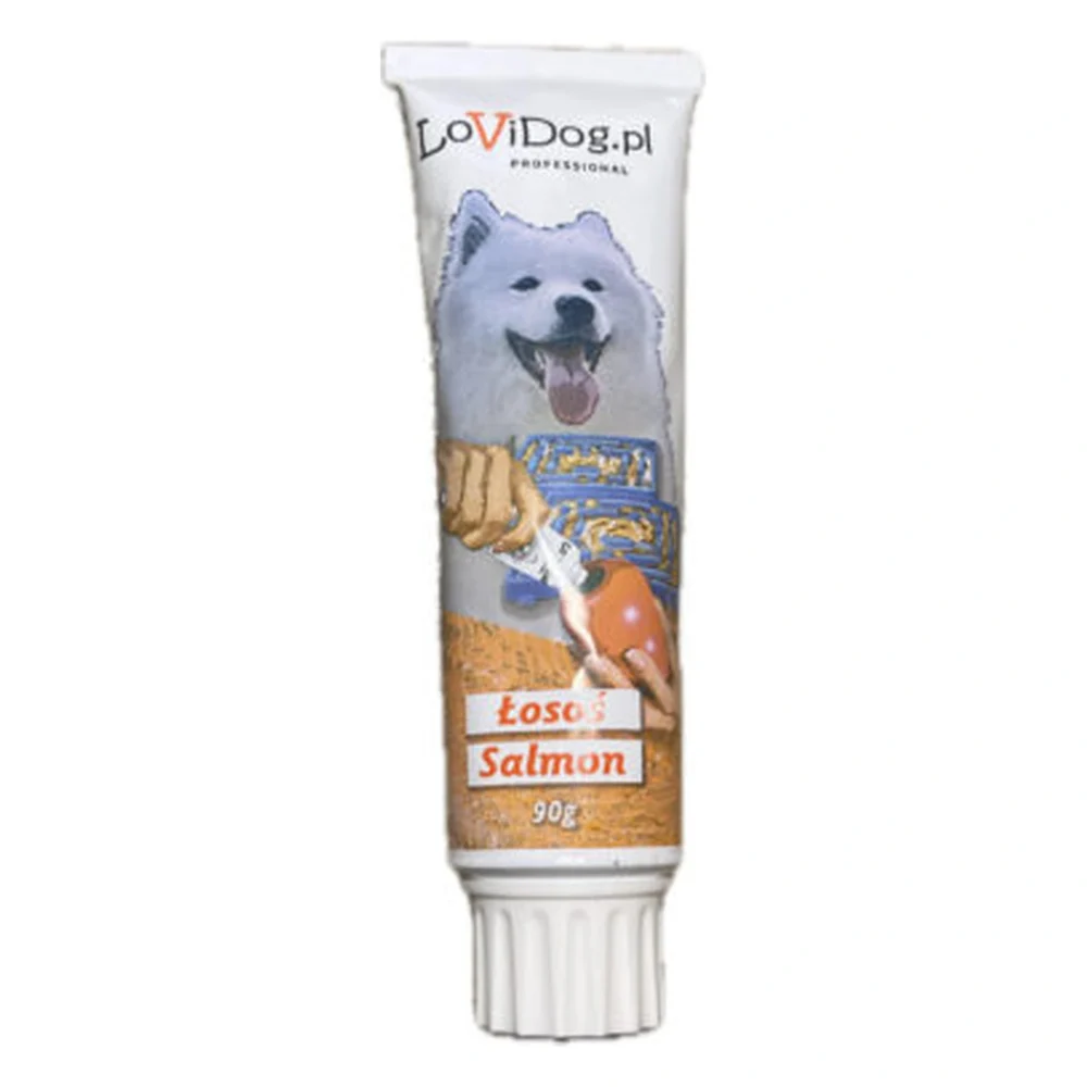 LoviDog pasztet dla psa z łososiem 90 g – zbliżenie na białym tle