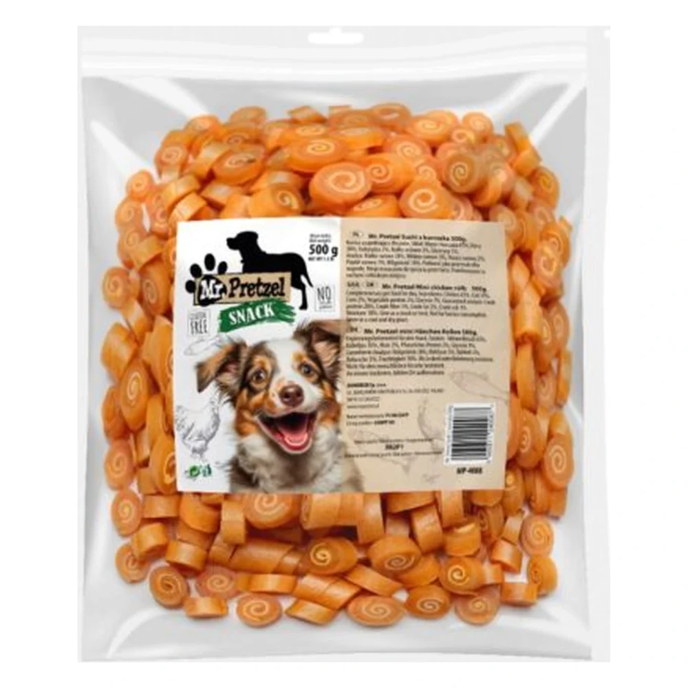 Mr. Pretzel Przysmaki dla psa Sushi z kurczaka 500g – zbliżenie na białym tle