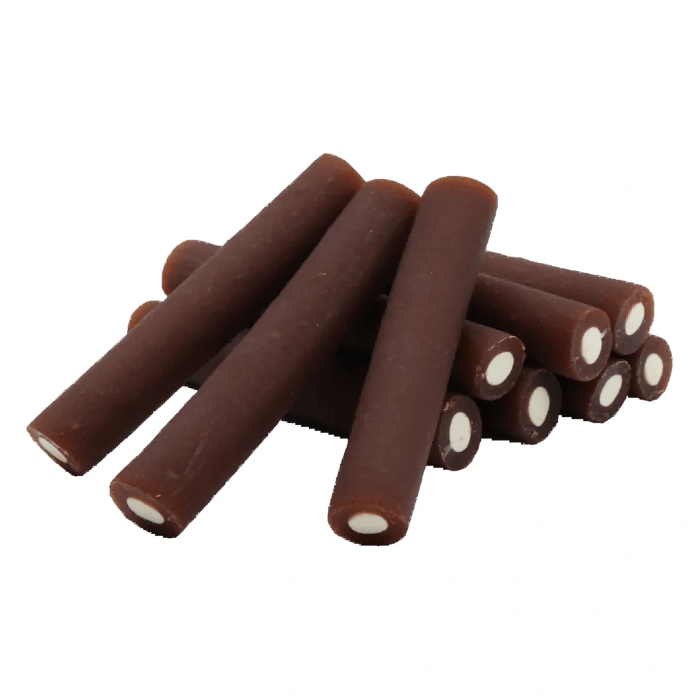 UNIQ PETS dog snacks 500g Rurki dentystyczne z królikiem – zbliżenie produktu UNIQ PETS dog snacks 500g Rurki dentystyczne z królikiem – zbliżenie na białym tle