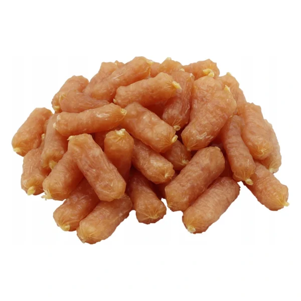 UNIQ PETS Przysmak dla psa z królika kiełbaski 500g – zbliżenie na białym tle
