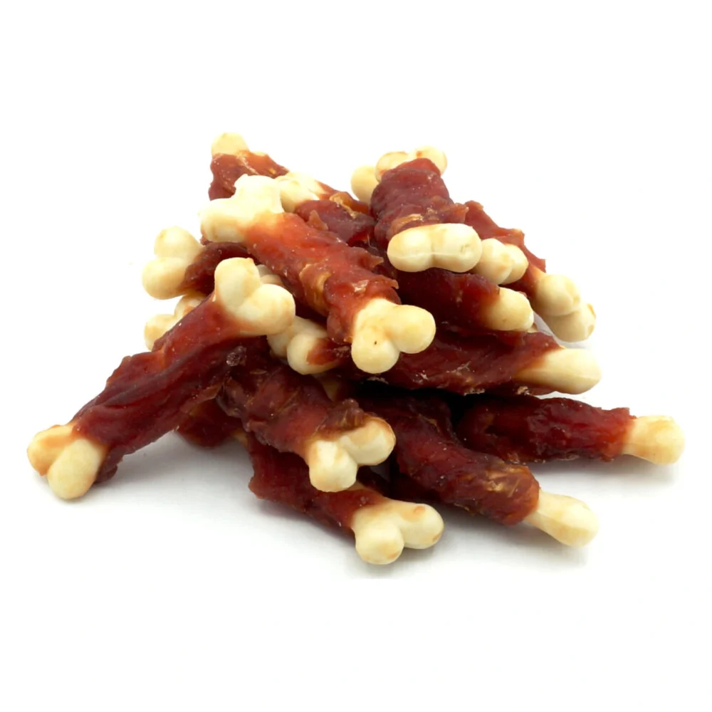 MASTER DOG Kostka wapienna z kaczką 500G Przysmak dla psa – zbliżenie produktu MASTER DOG Kostka wapienna z kaczką 500G Przysmak dla psa – zbliżenie na białym tle