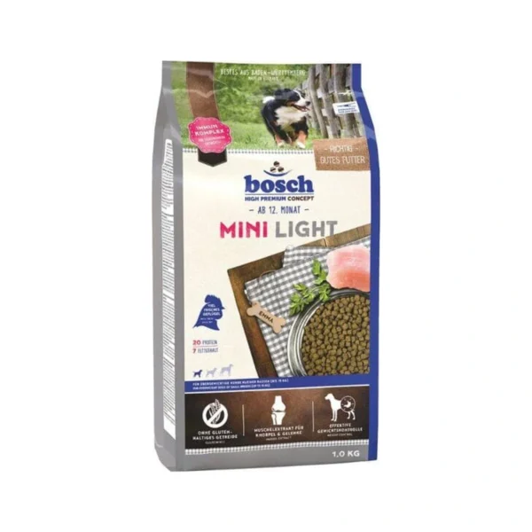 BOSCH MINI LIGHT 1 kg – karma odchudzająca dla małego psa – zdjęcie produktowe BOSCH MINI LIGHT 1 kg – karma odchudzająca dla małego psa – zdjęcie na białym tle