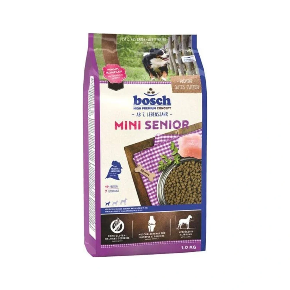 BOSCH MINI SENIOR 1 kg – karma dla psa seniora małej rasy – zdjęcie produktowe BOSCH MINI SENIOR 1 kg – karma dla psa seniora małej rasy – zdjęcie na białym tle