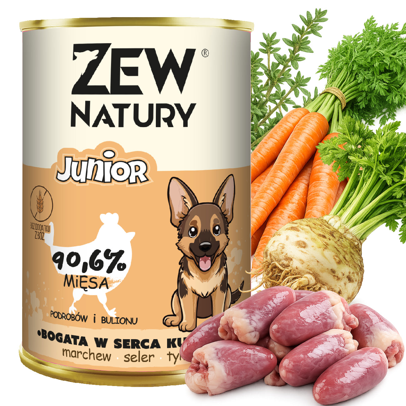 Zew Natury Junior Bogata w Serca z Kurczaka, opakowanie produktu