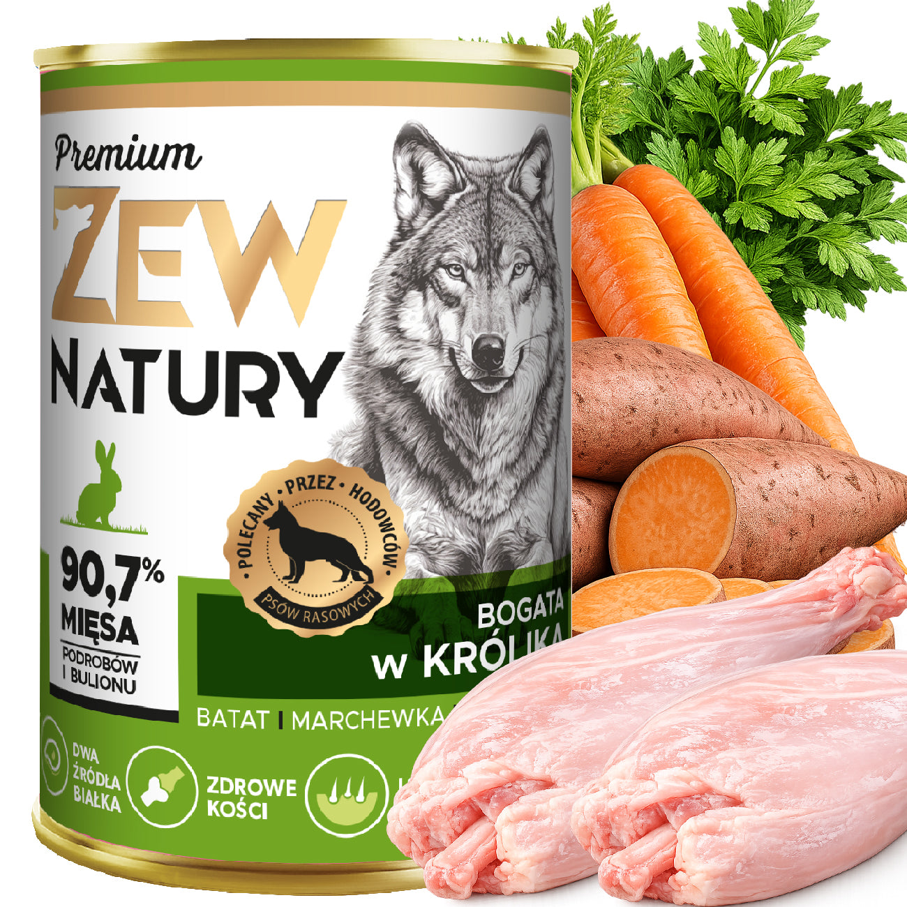 Zew Natury Premium Bogata w Królika dla psa, opakowanie produktu